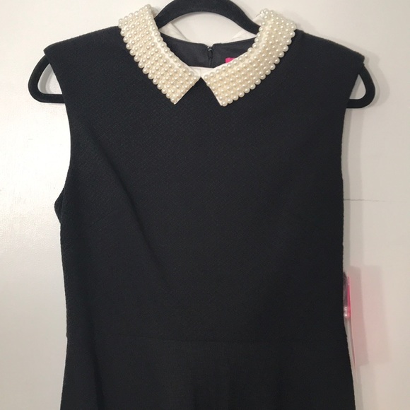 Betsey Johnson Black Midi Dress with White Collar - Picture 2 of 7
